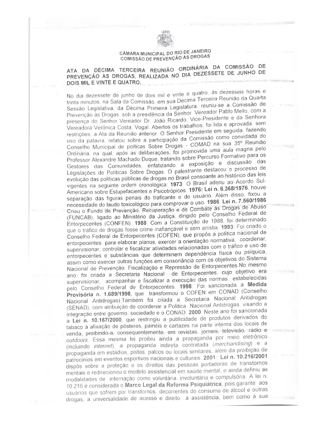 Ata 13 reunião comissão de prevenção às drogas - 1